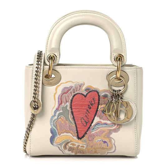 Calfskin Niki De Saint Phalle Dioramour Mini Supple Lady Dior White Multicolor