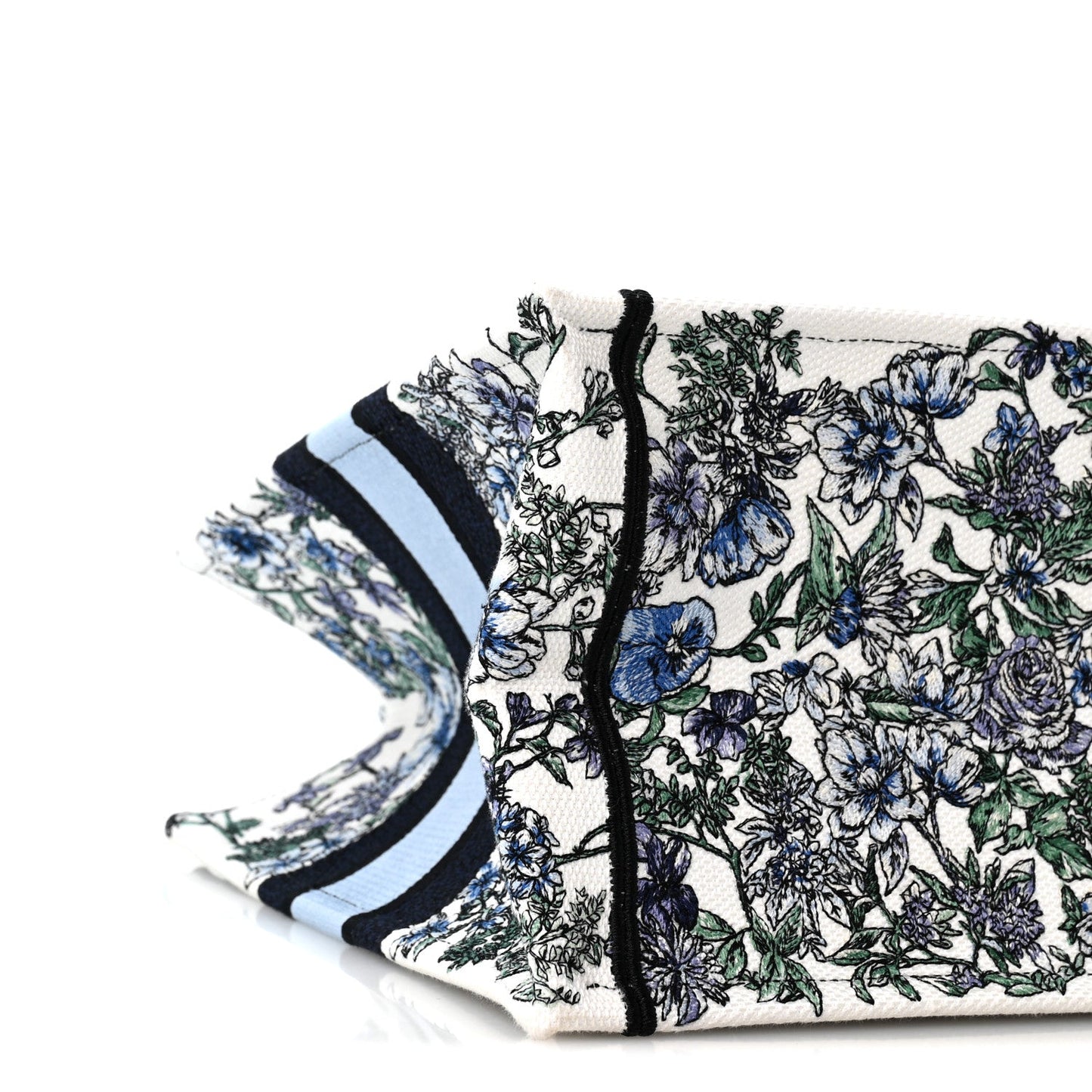 Canvas Embroidered Medium Flowers Book Tote Blue