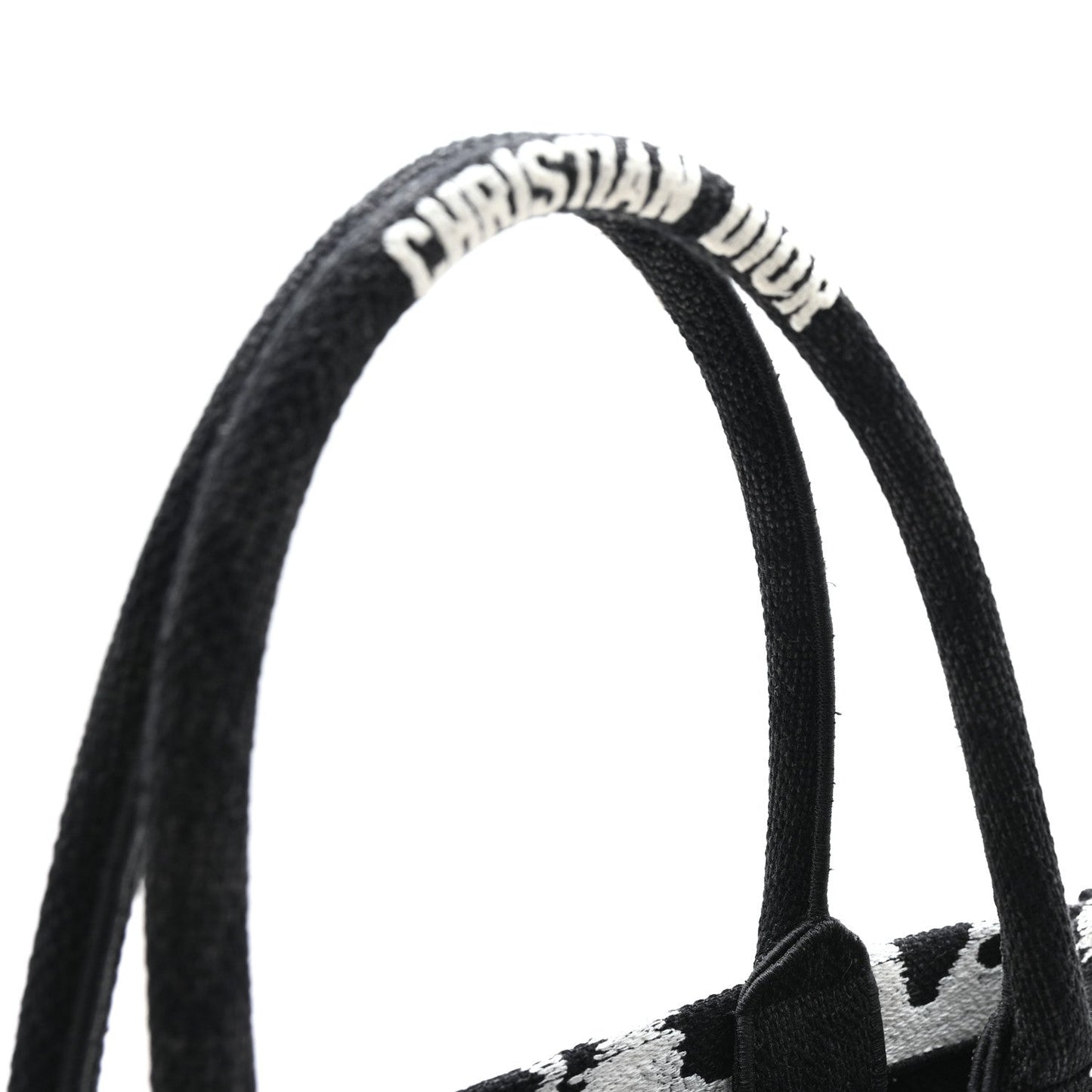 Canvas Embroidered Medium Paris Book Tote Black White