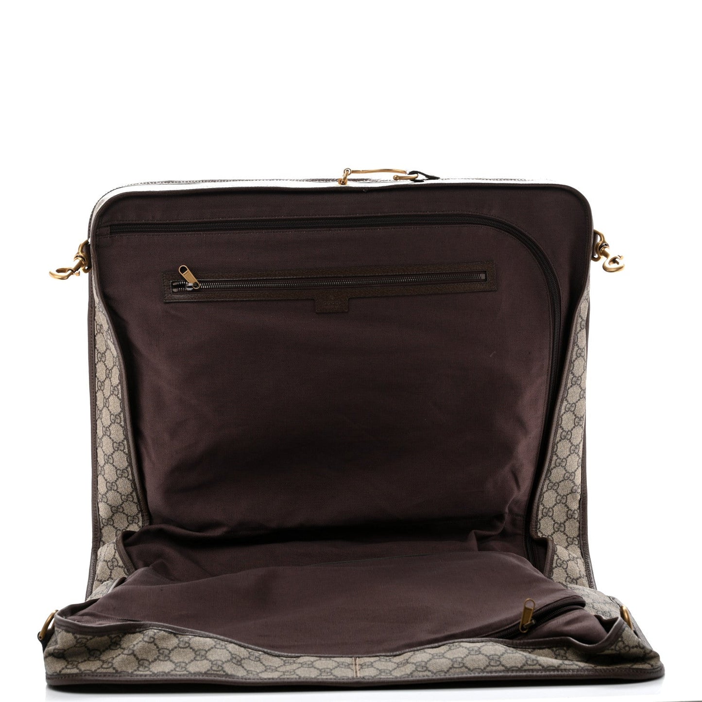 GG Supreme Monogram Textured Dollar Calfskin Web Ophidia Savoy Garment Bag Beige Ebony New Acero