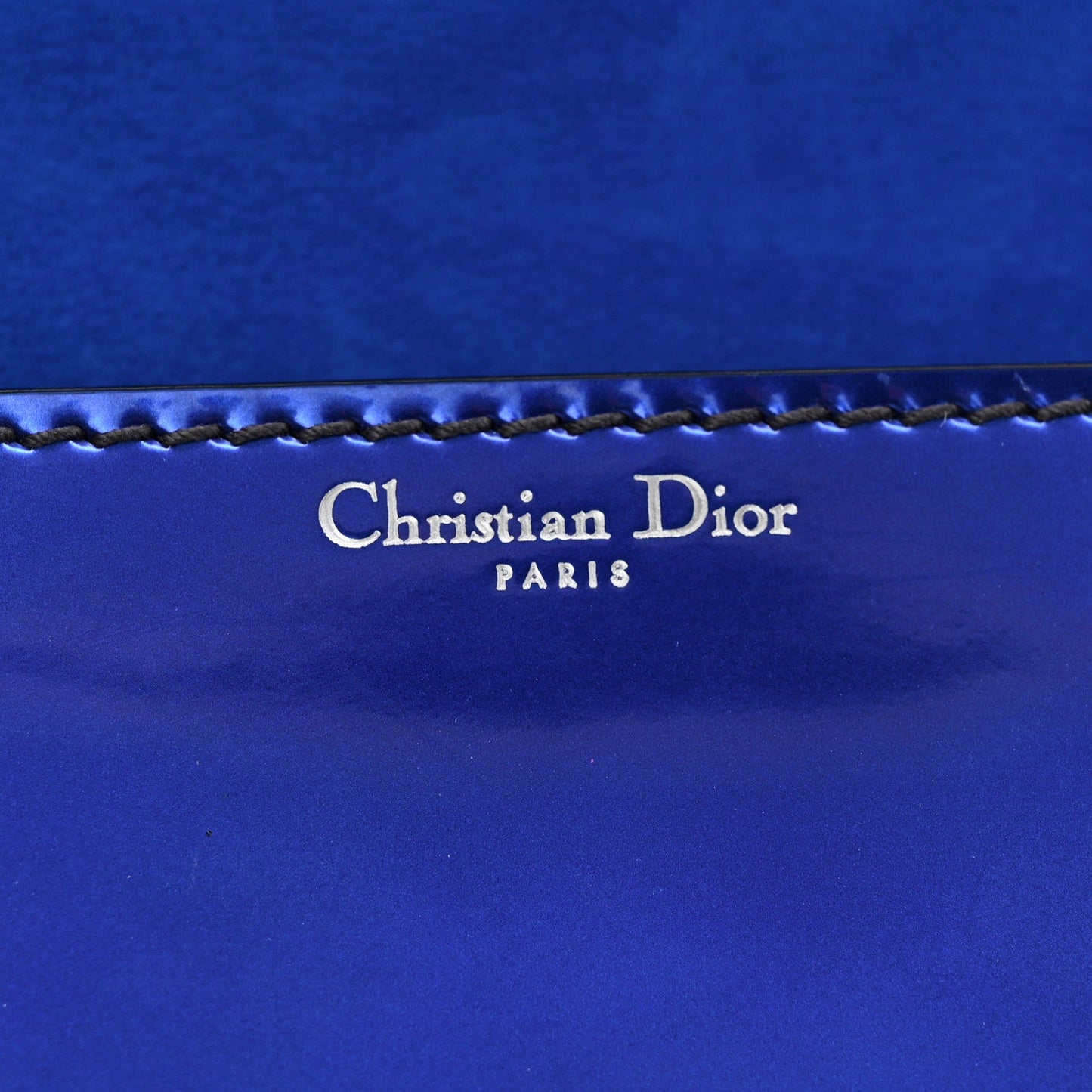 Metallic Patent Crystal Dioraddict Flap Bag Blue