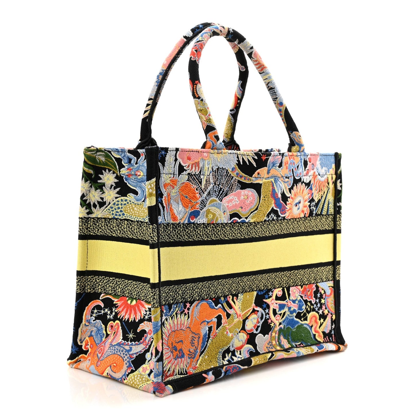 Canvas Zodiac Fantastico Embroidered Medium Book Tote Black Multicolor