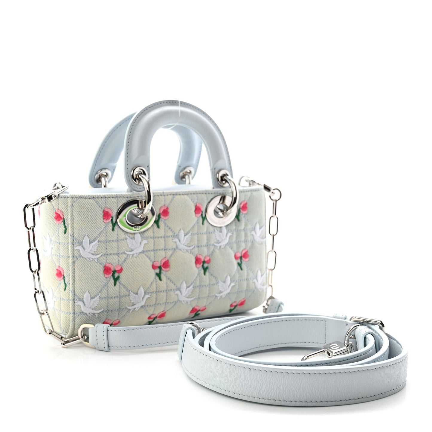 Denim Cannage Embroidered Doves & Roses Dioramour Mini Lady D-Joy Blue Multicolor