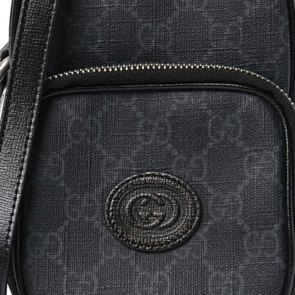 GG Supreme Monogram Azalea Calfskin Mini Retro Interlocking G Bag Black
