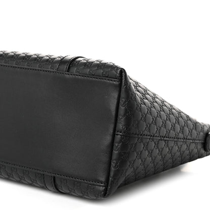 Soft Microguccissima Small Zippered Satchel Black