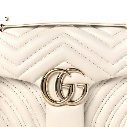 Lambskin Matelasse Medium GG Marmont Shoulder Bag White