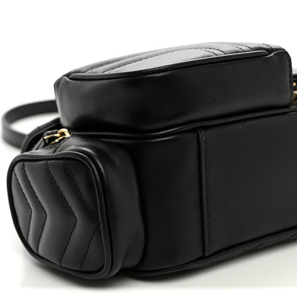 Calfskin Matelasse Small GG Marmont Multi Pocket Shoulder Bag Black