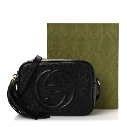 Pebbled Calfskin Small Soho Disco Bag Black