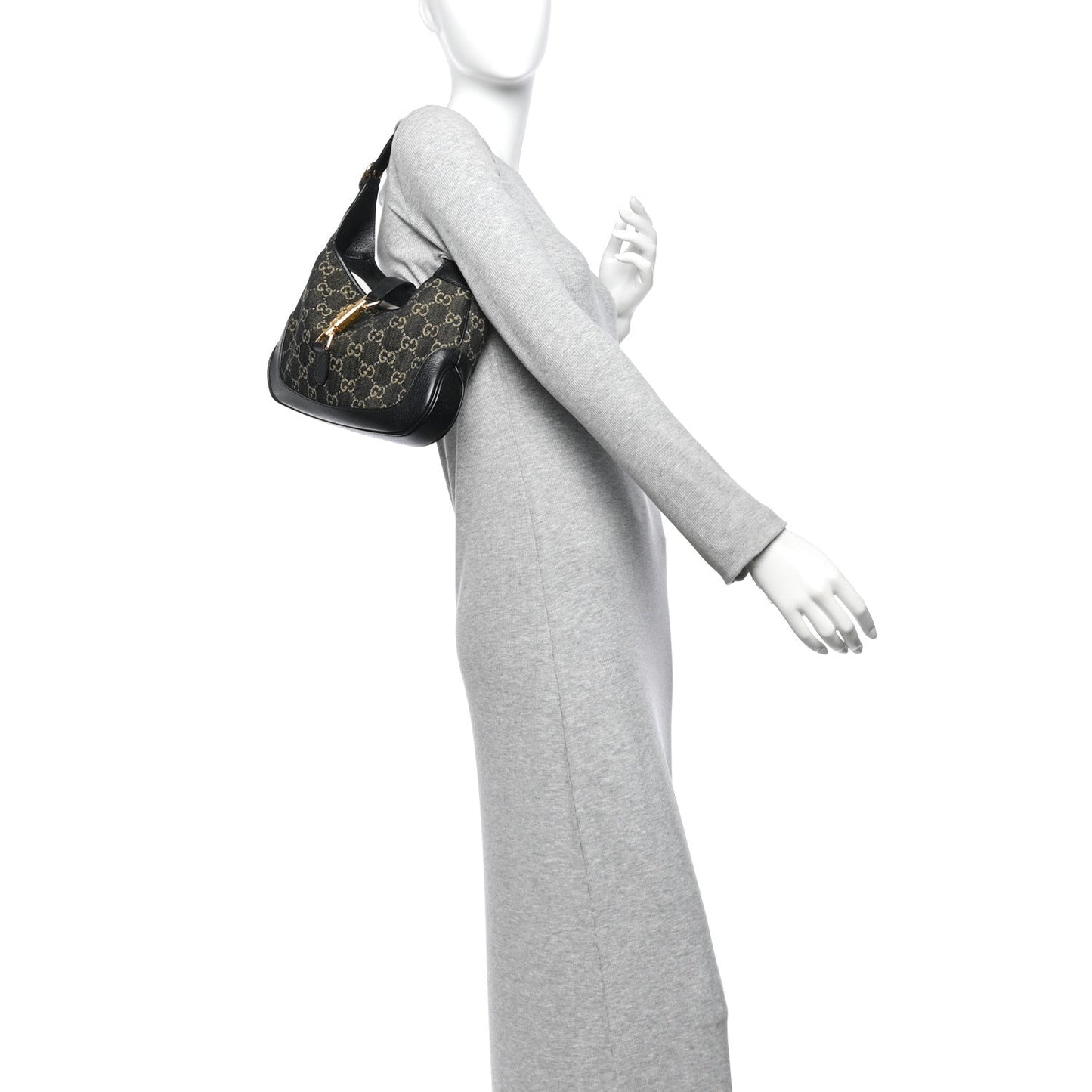 Jacquard Denim GG Monogram Small Jackie 1961 Hobo Black Ivory