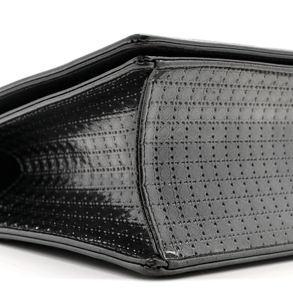 Metallic Patent Micro-Cannage Medium Diorama Flap Bag Onyx Black