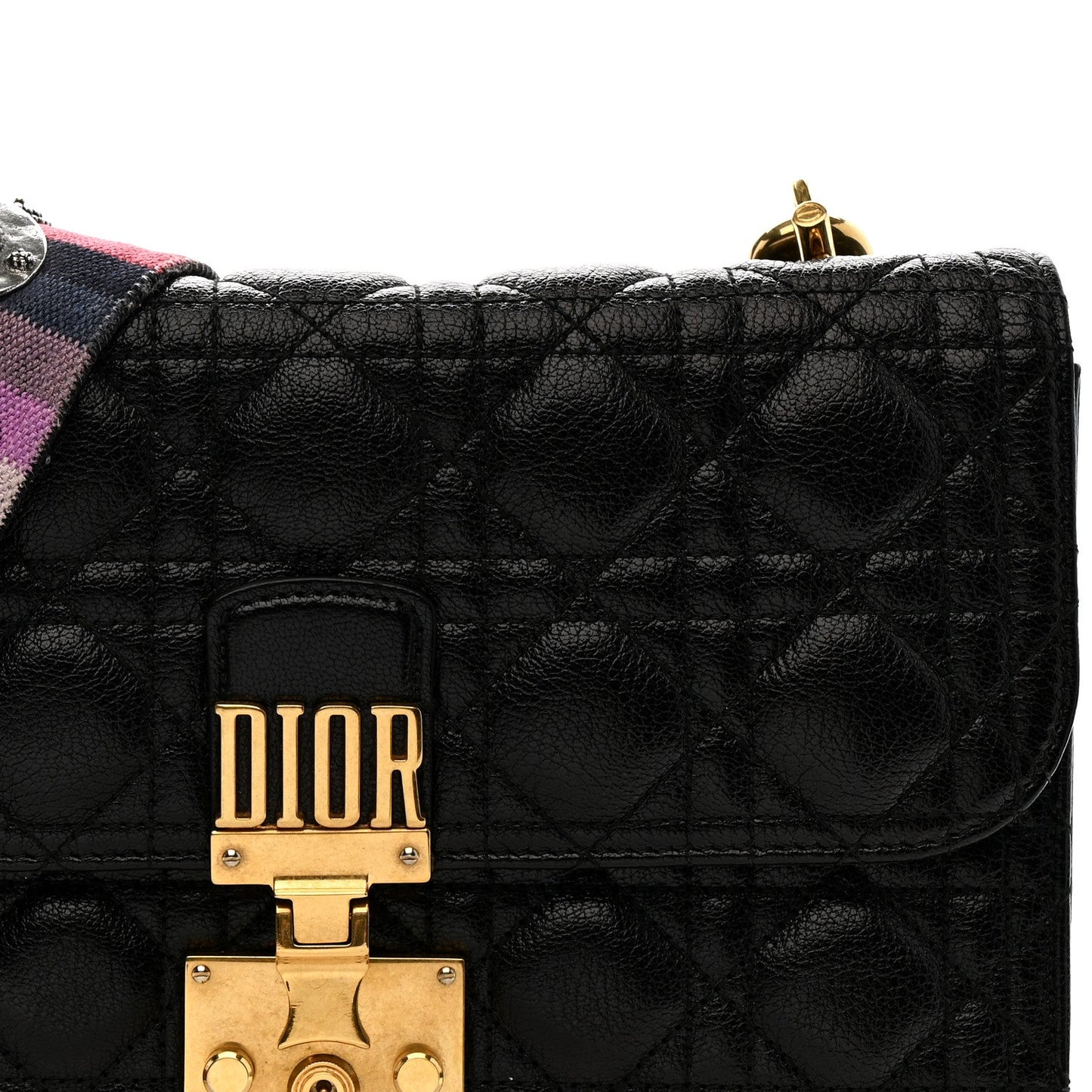 Lambskin Cannage Large Dioraddict Flap J’Adior Strap Black