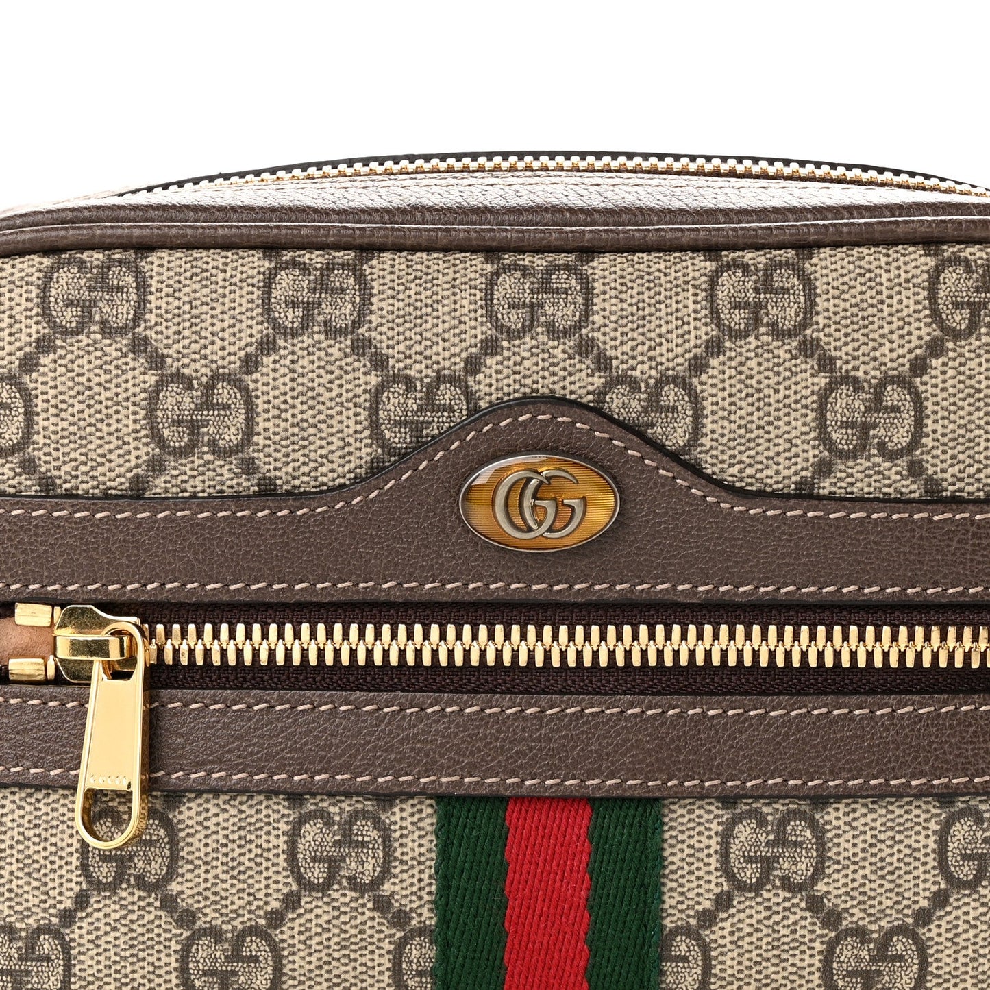 GG Supreme Monogram Web Small Ophidia Belt Bag 95 38 Dark Brown
