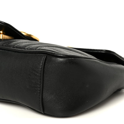 Calfskin Matelasse Small GG Marmont Shoulder Bag Black