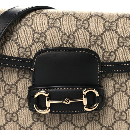 GG Supreme Monogram Horsebit 1955 Soft Small Shoulder Bag Beige Black