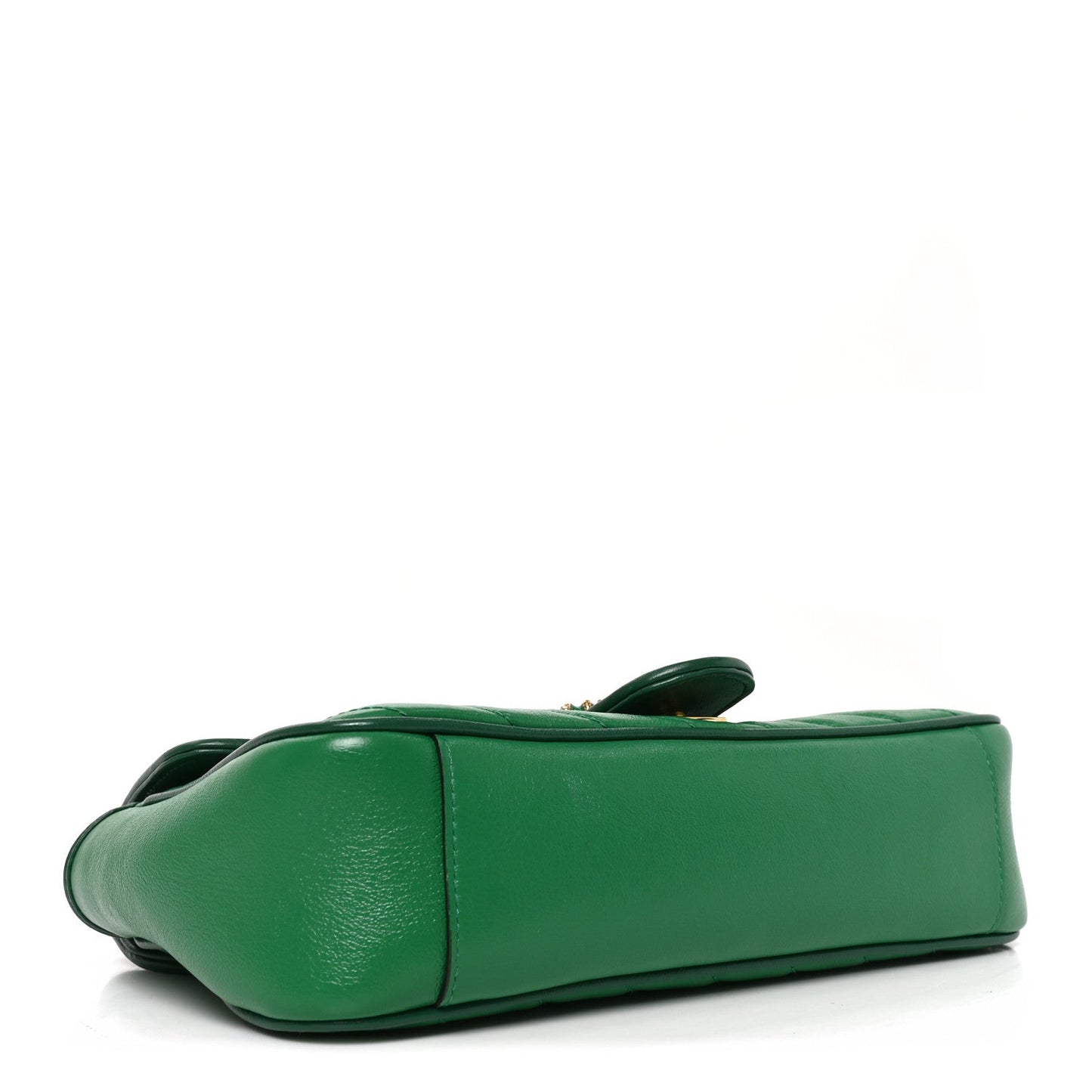 Azalea Calfskin Enamel Matelasse Diagonal Small Torchon GG Marmont Shoulder Bag New Shamarock Emerald