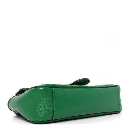 Azalea Calfskin Enamel Matelasse Diagonal Small Torchon GG Marmont Shoulder Bag New Shamarock Emerald