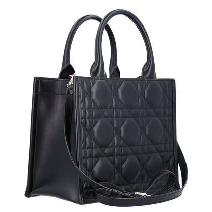 Calfskin Macro Cannage Small Book Tote Black
