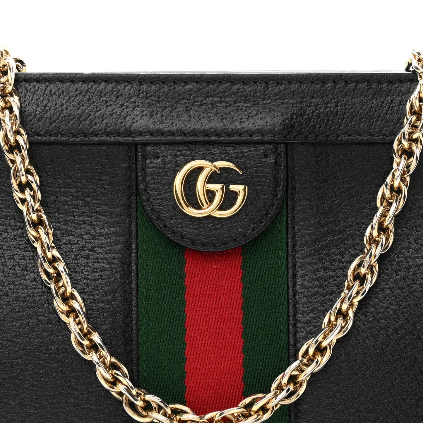 Calfskin GG Web Small Ophidia Chain Shoulder Bag Black