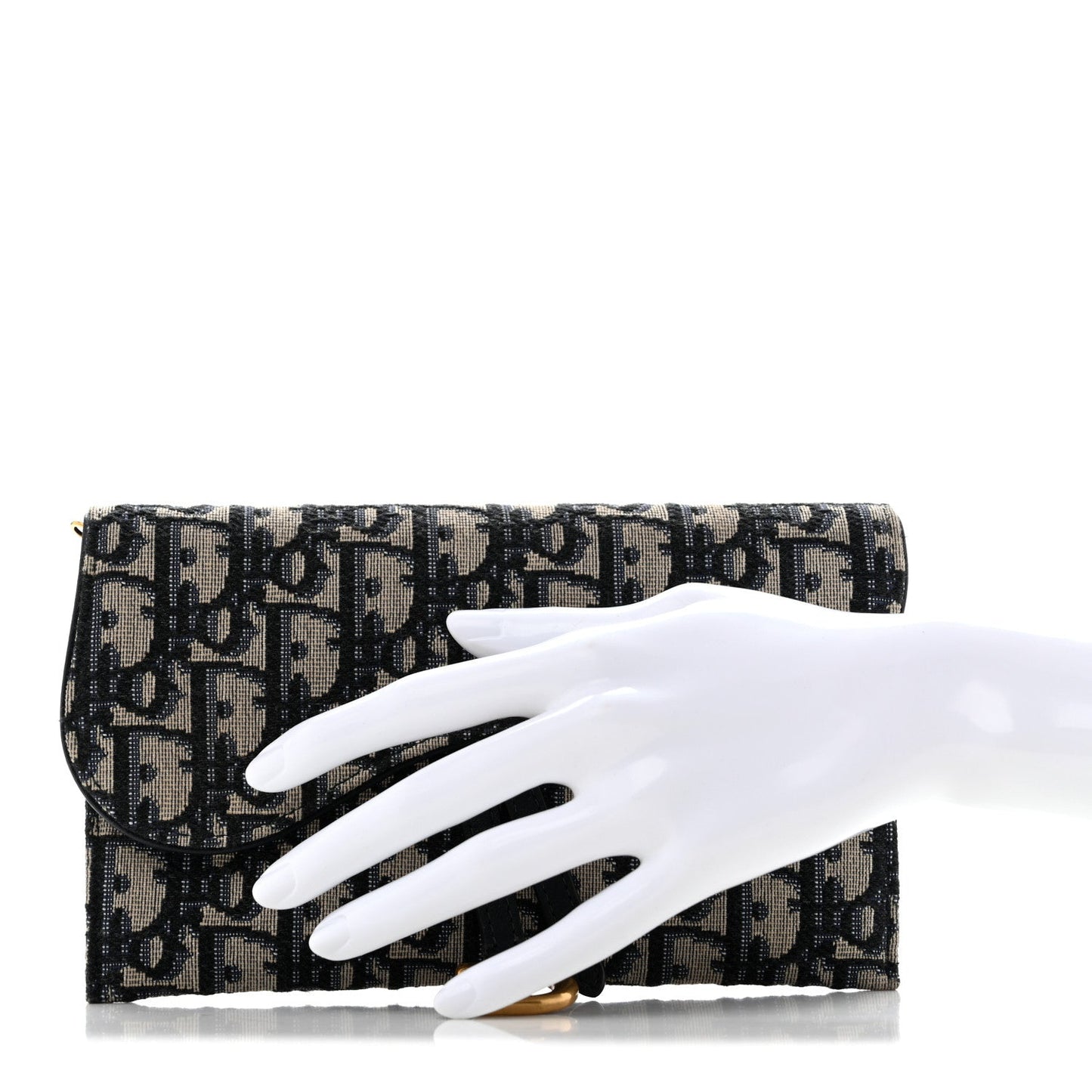 Oblique Saddle Chain Long Wallet Blue