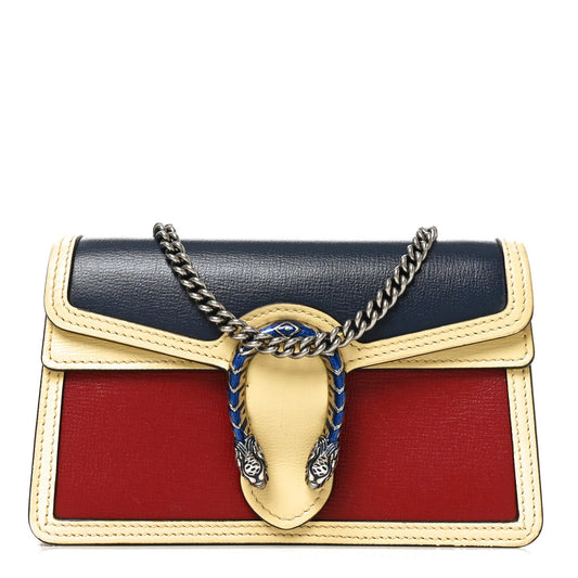 Azalea Calfskin Enamel Super Mini Dionysus Shoulder Bag Red Blue Yellow