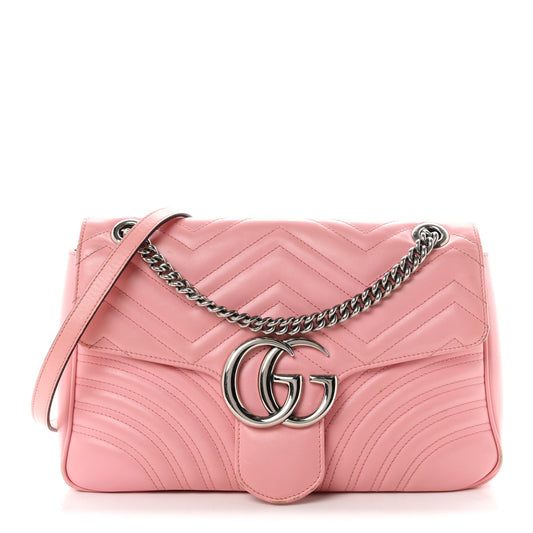 Calfskin Matelasse Medium GG Marmont Shoulder Bag Wild Rose