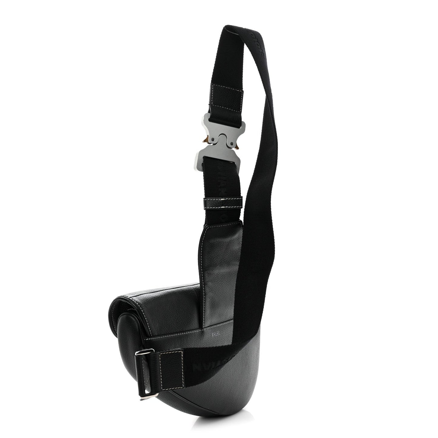 Grained Calfskin Mens Saddle Bag Black