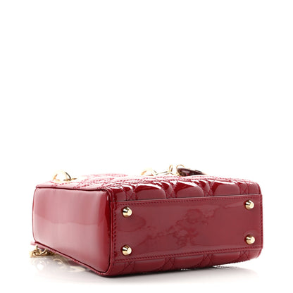 Patent Cannage Mini Lady Dior Red