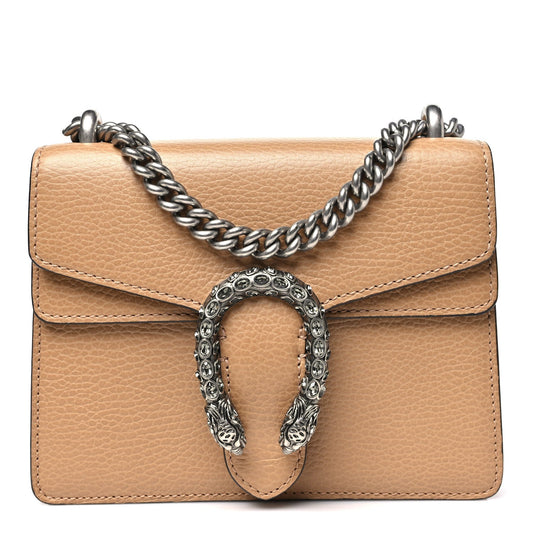 Dollar Calfskin Crystal Mini Dionysus Shoulder Bag Natural Tan Black Diamond