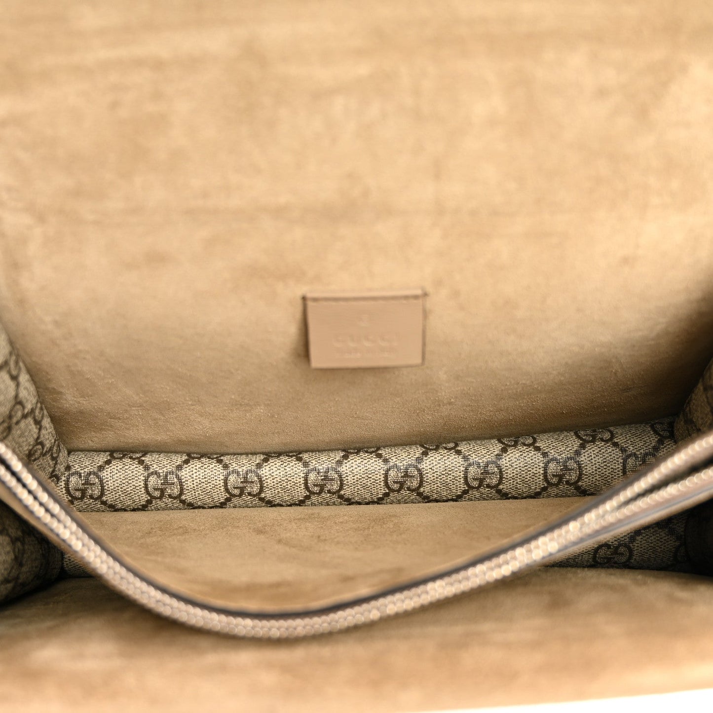 GG Supreme Monogram Suede Small Dionysus Shoulder Bag Beige Ebony Taupe