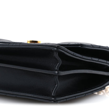 Lambskin Enamel Macrocannage Dioramour Mini Miss Caro Bag Black Red