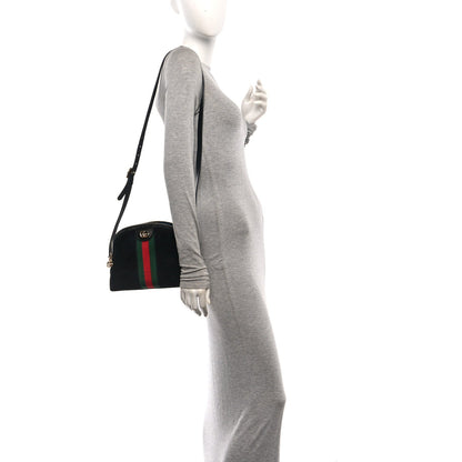Suede Patent Web GG Small Ophidia Dome Shoulder Bag Black