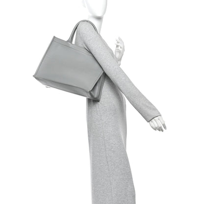 Calfskin Embossed Medium Book Tote Grey Stone