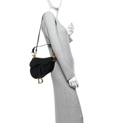 Grained Calfskin Saddle Bag With Strap Black