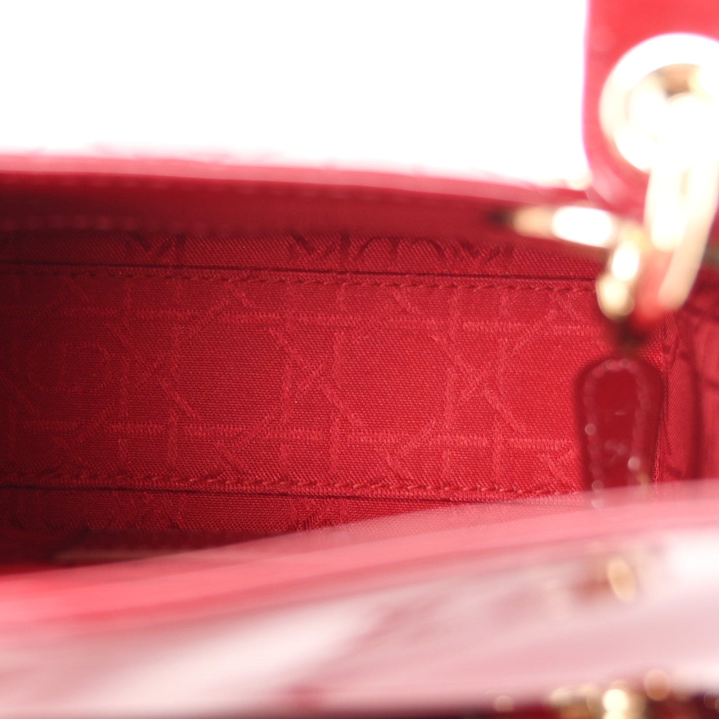 Patent Cannage Mini Lady Dior Red
