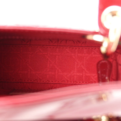 Patent Cannage Mini Lady Dior Red