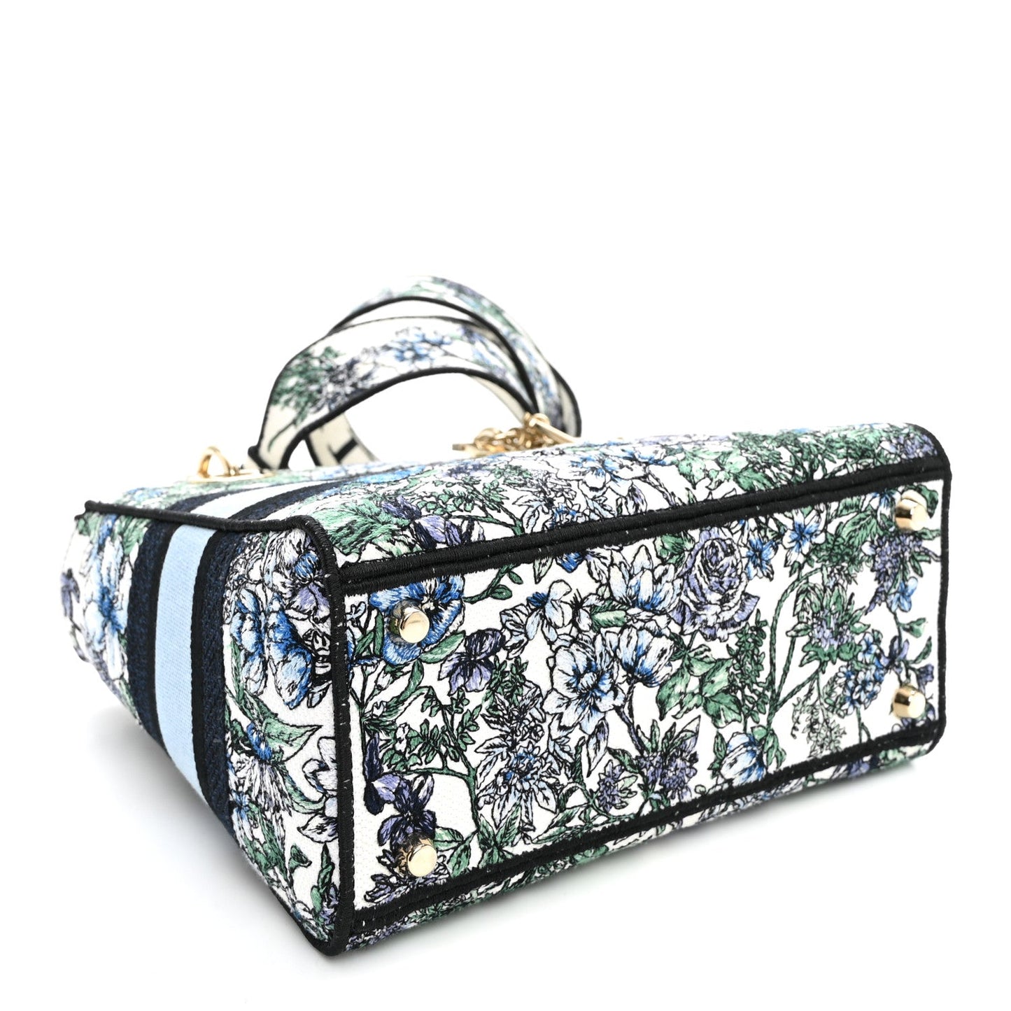 Canvas Embroidered Chardons Toile De Jouy Medium Lady D-Lite Blue Multicolor
