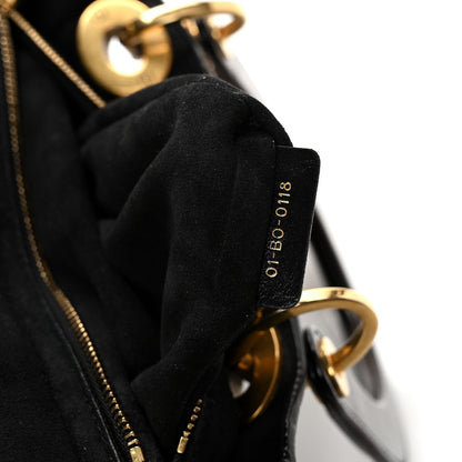 Crinkled Patent Cannage Medium Bohemian Lady Dior Black