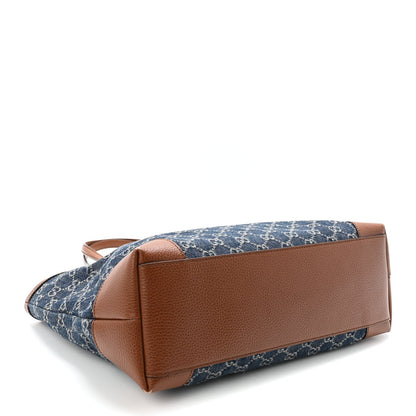 New Denim GG Monogram Medium Ophidia Shopping Tote Blue Tea Cuir