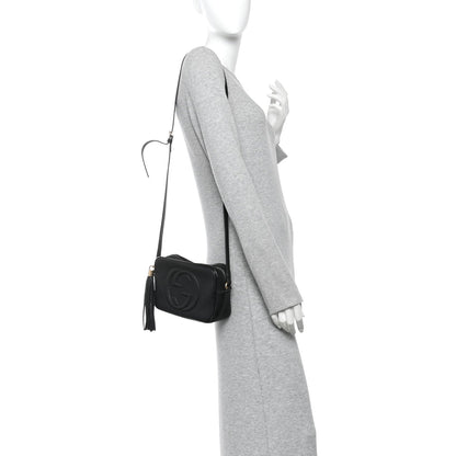 Pebbled Calfskin Small Soho Disco Bag Black