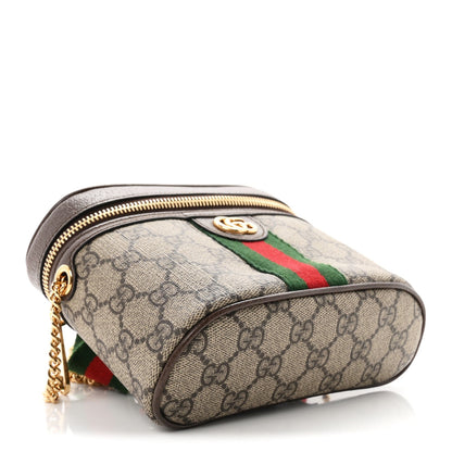 GG Supreme Monogram Textured Dollar Calfskin Web Ophidia Belt Bag 75 30 Beige Ebony New Acero