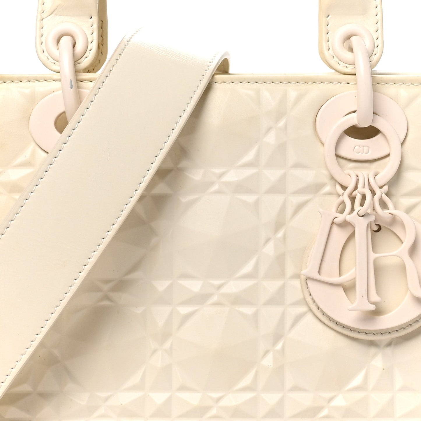 Calfskin Cannage Diamond Small My ABCDior Lady Dior White