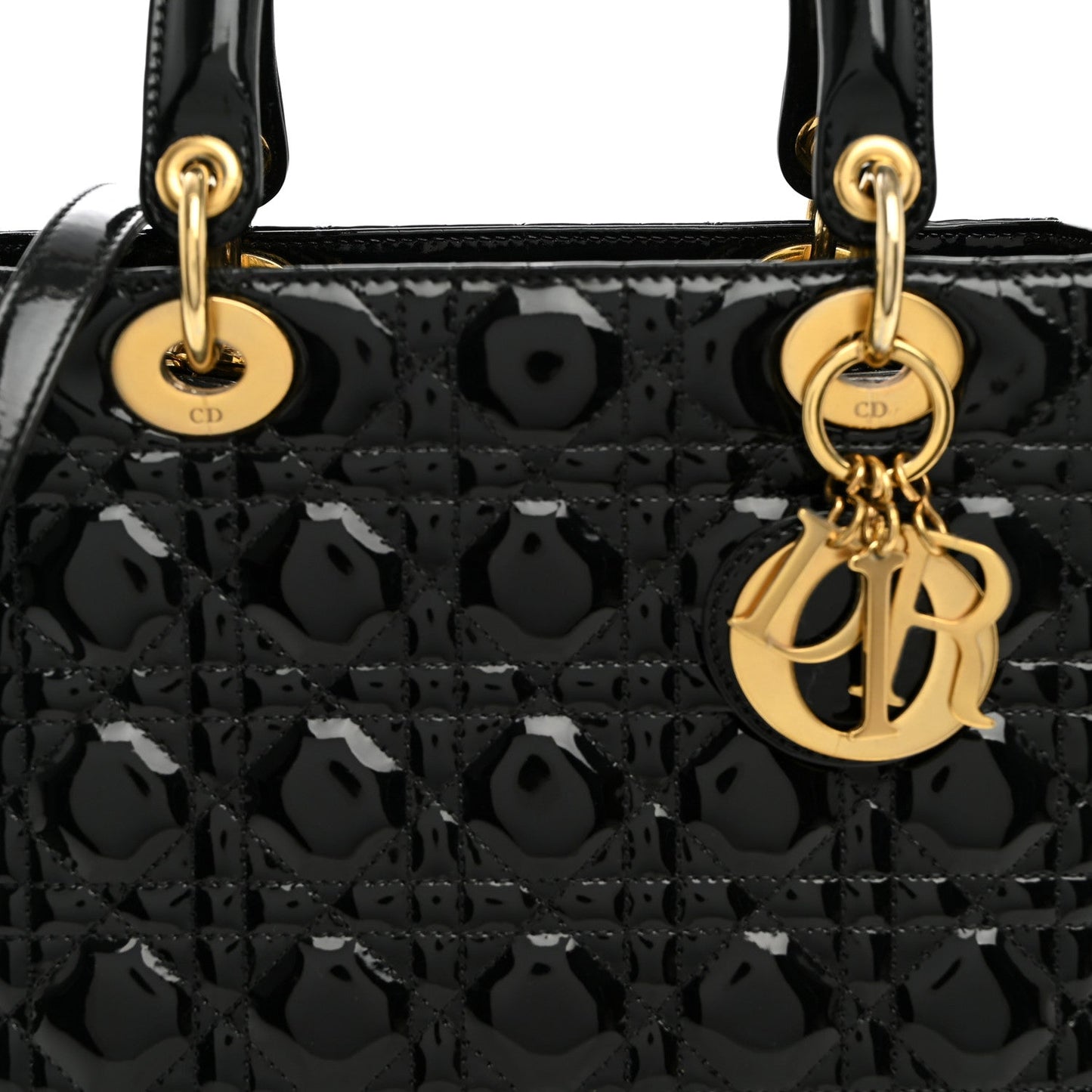 Patent Cannage Medium Lady Dior Black