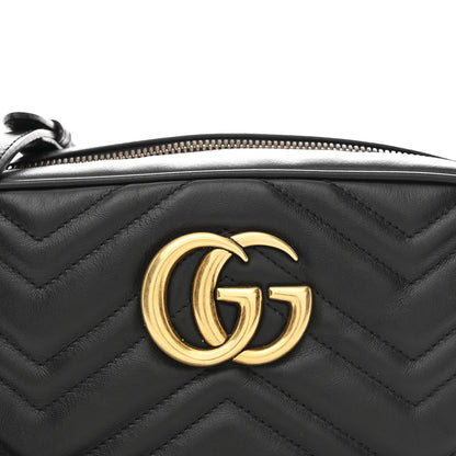 Calfskin Matelasse Small GG Marmont Chain Shoulder Bag Black