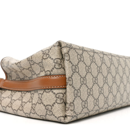 GG Supreme Monogram Emblem Medium Tote Bag Beige Dark Brown