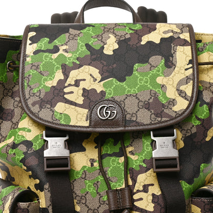 GG Supreme Monogram Camouflage Large Backpack Green Multicolor