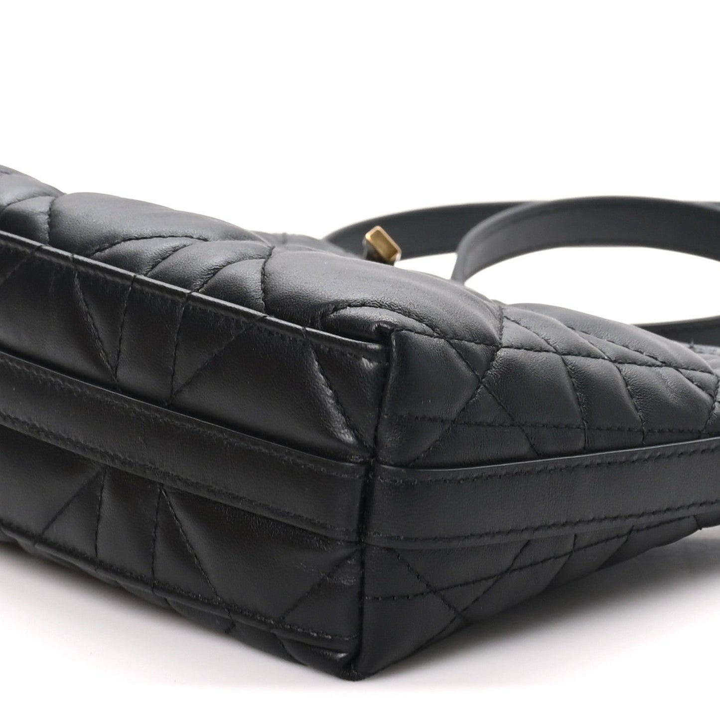 Calfskin Macrocannage Miss Caro Diorling Mini Bag with Chain Black