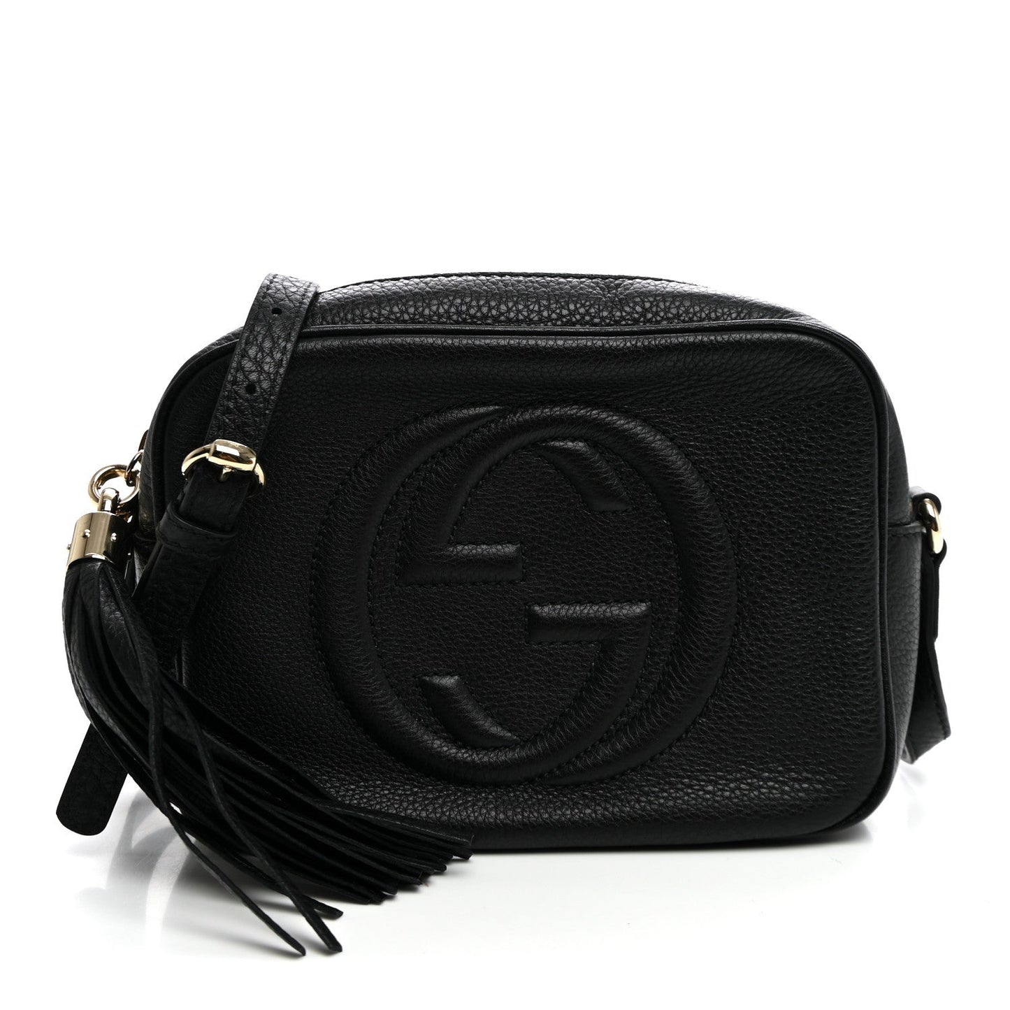 Pebbled Calfskin Small Soho Disco Bag Black
