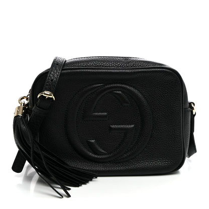 Pebbled Calfskin Small Soho Disco Bag Black