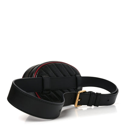 Azalea Calfskin Matelasse Diagonal Torchon GG Marmont Belt Bag 75 30 Black Romantic Cerise