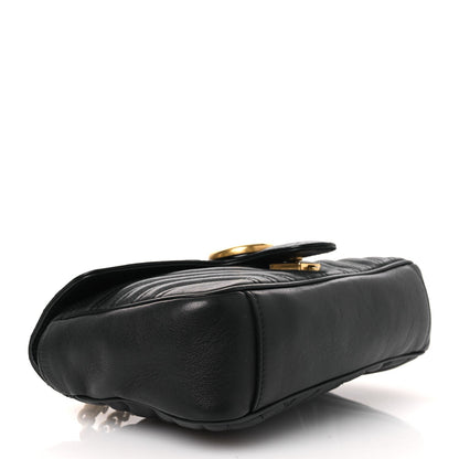 Calfskin Matelasse Small GG Marmont Shoulder Bag Black